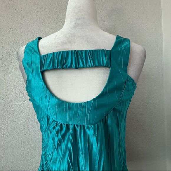 IZ Byer Sleeveless Tank Top Disco Turquoise Blue Chiffon SZ S - Picture 9 of 13